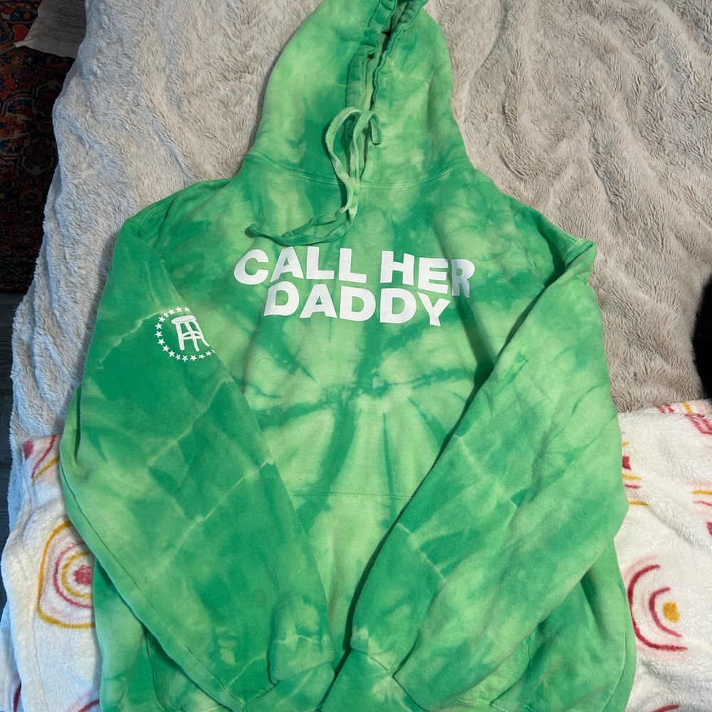 Green Tie-Dye Hoodie with Call Her Daddy Print